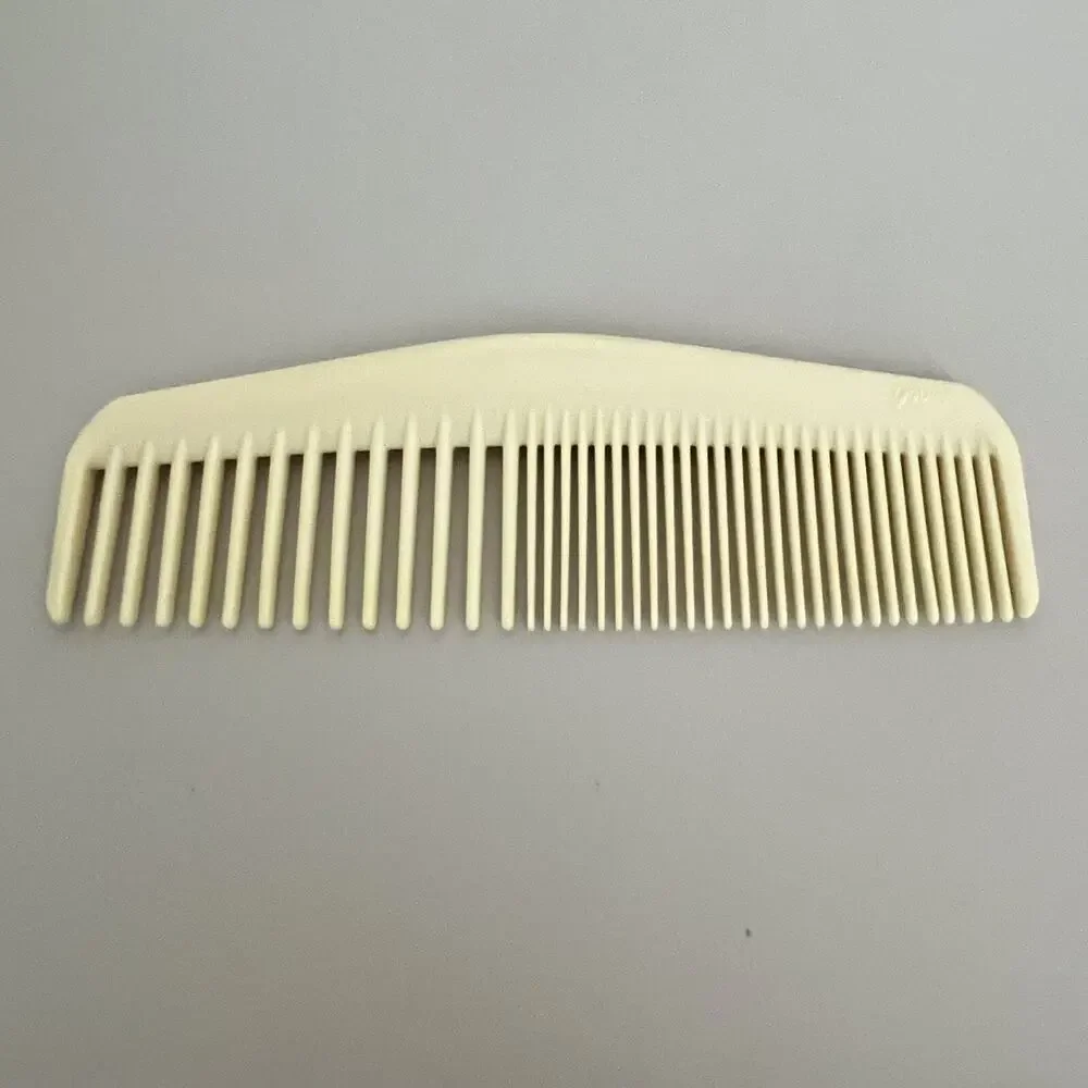 Vintage Goody Large comb 7 inches off white Retro Props Wide tooth 80's